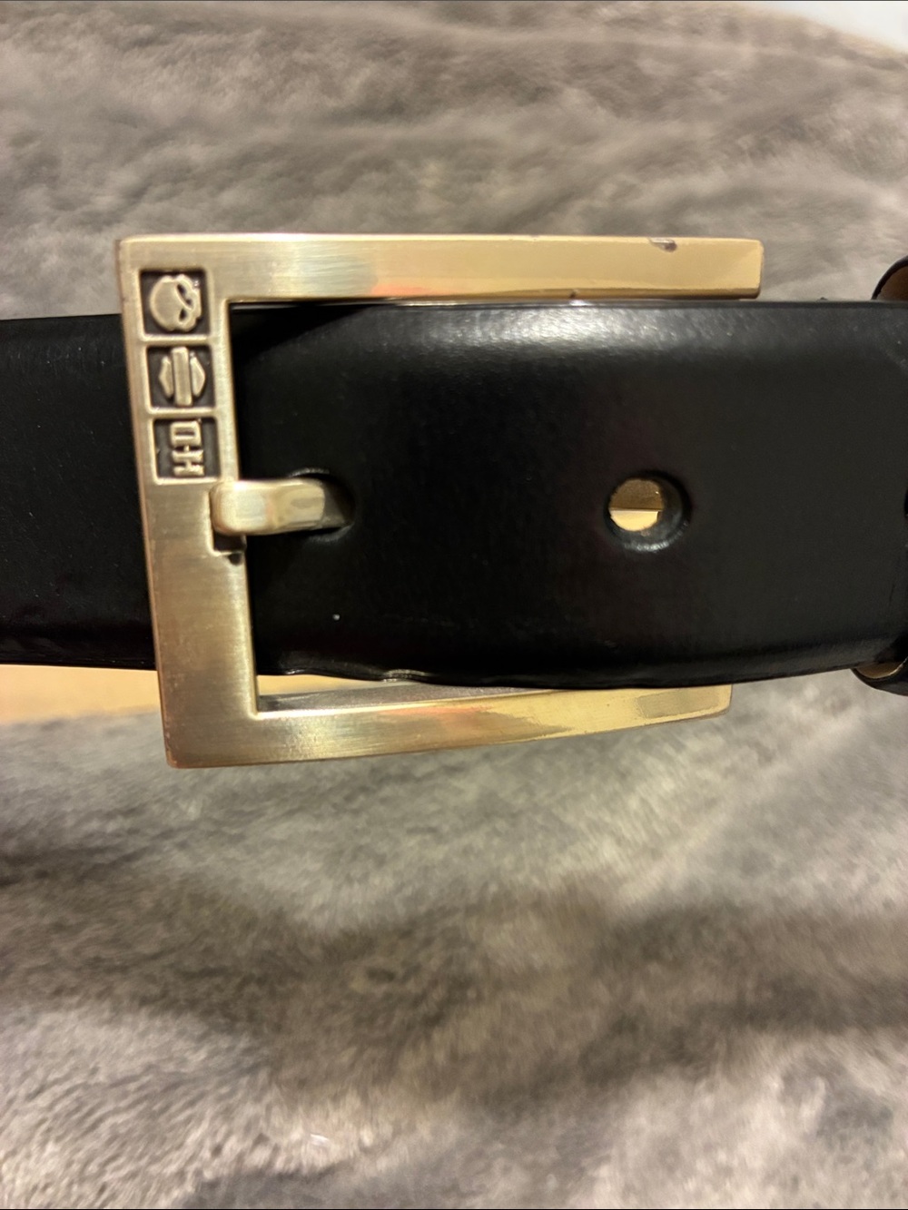 Harley-Davidson Black Leather belt with Silver Buckle & Logo Accents